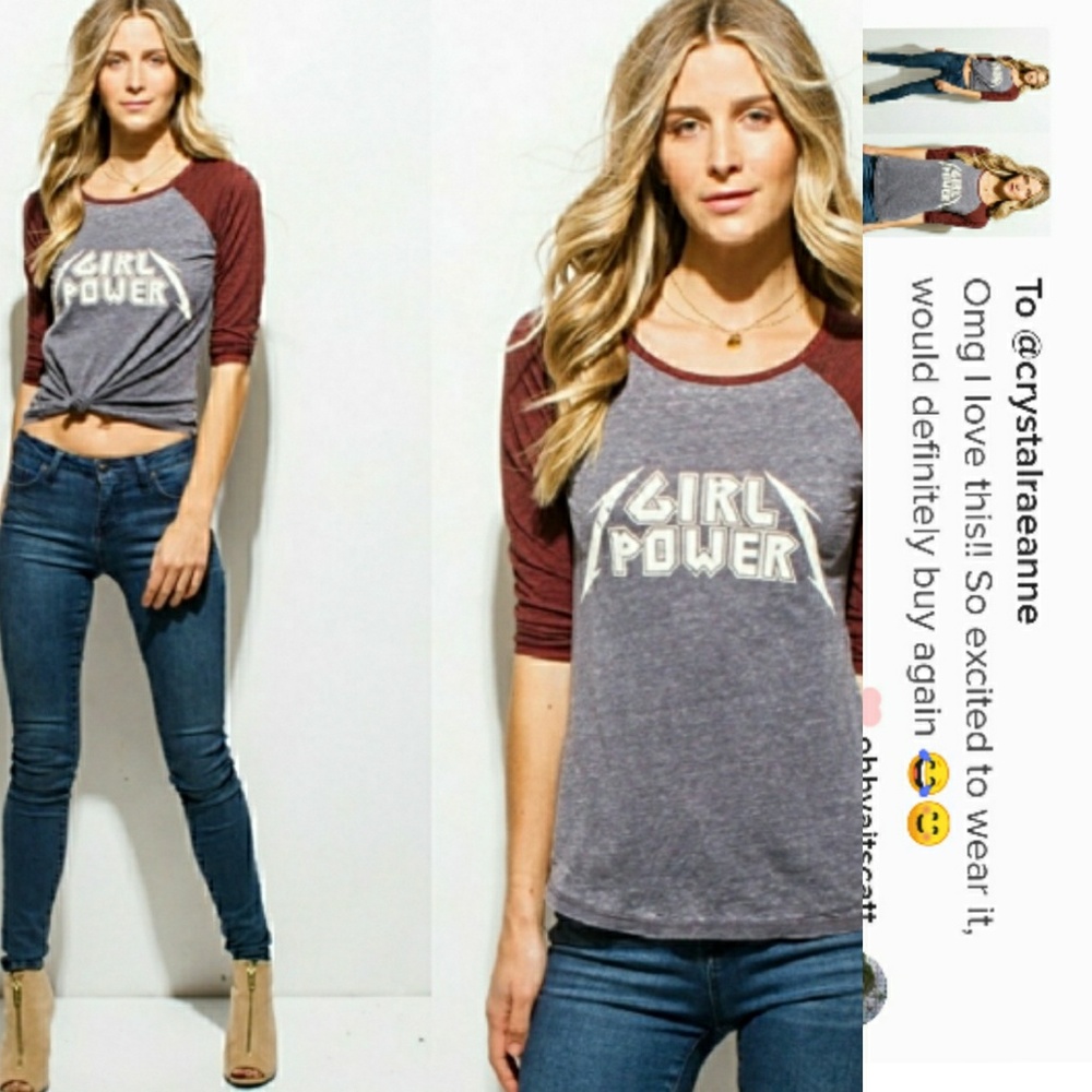 Girl Power Baseball Tee.  Small
